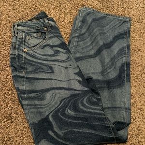 Size 0 Wide Cut Jeans with Swirls